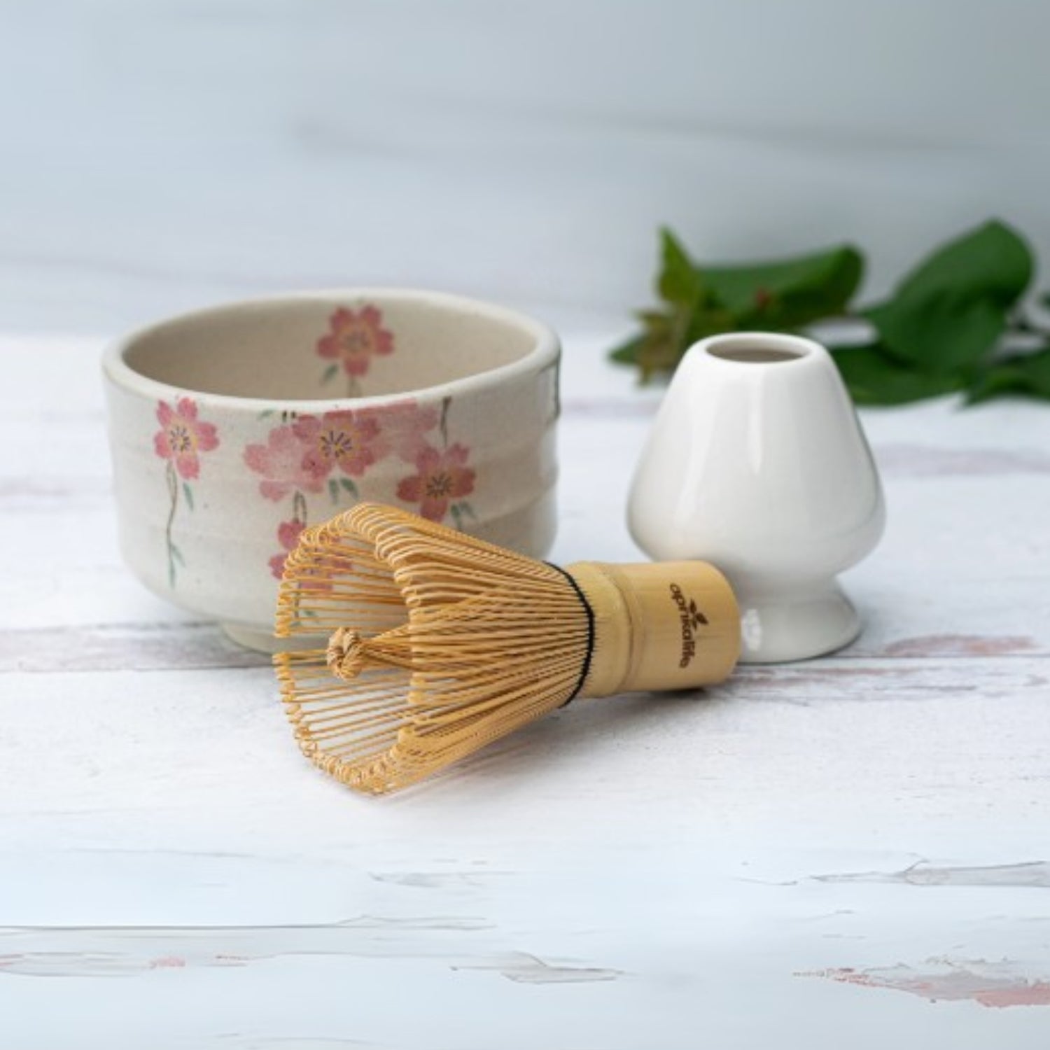 Aprika Life Pink Sakura Flowers Ceramic Matcha Bowl