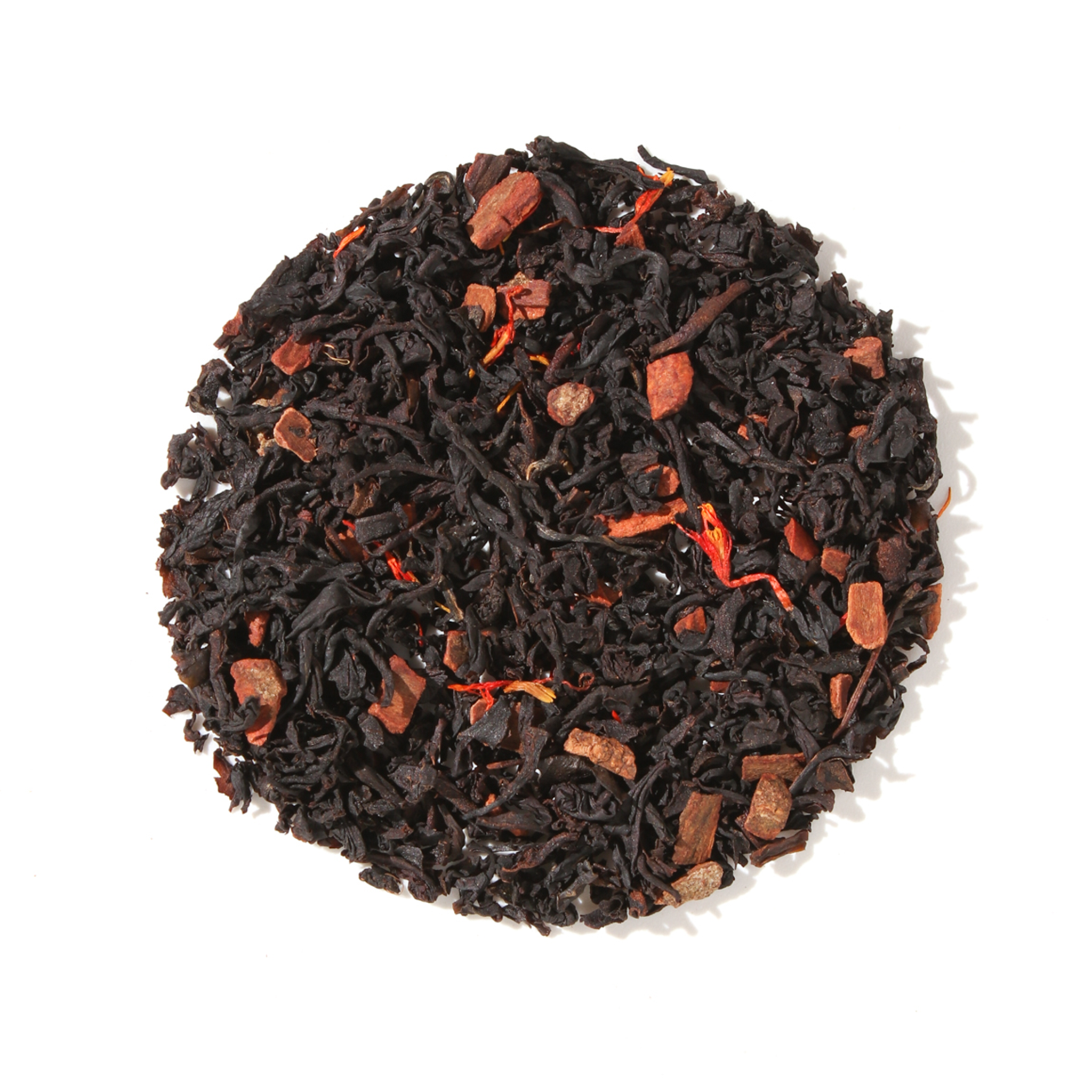 Plum Deluxe Porch Sippin' Pecan Black Tea in a circular package, featuring black tea blend with pecan praline flavor.