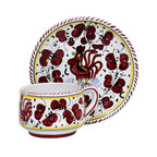 DERUTA OF ITALY ORVIETO RED ROOSTER: Cup and Saucer