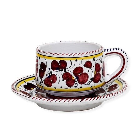 DERUTA OF ITALY ORVIETO RED ROOSTER: Cup and Saucer