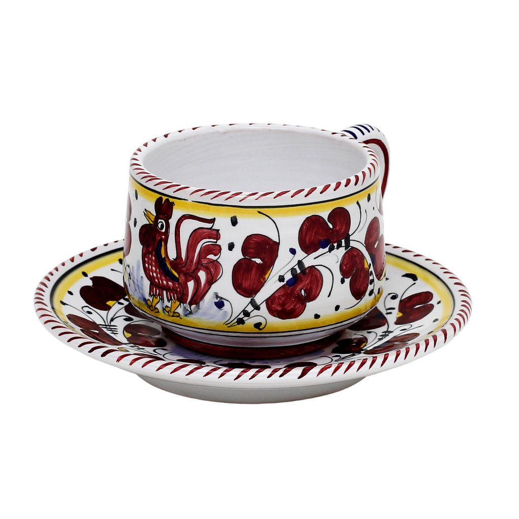 DERUTA OF ITALY ORVIETO RED ROOSTER: Cup and Saucer