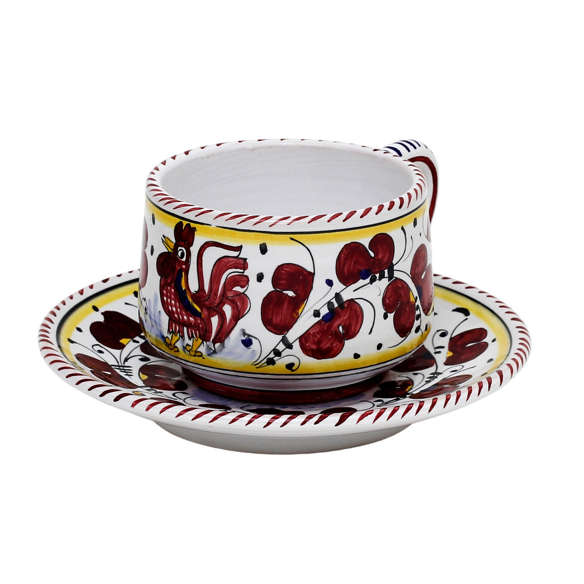 DERUTA OF ITALY ORVIETO RED ROOSTER: Cup and Saucer