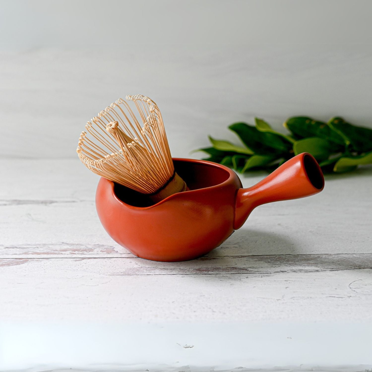 Aprika Life Red Flowers Ceramic Matcha Bowl with Spout, Bamboo Matcha Whisk and Whisk Holder Set