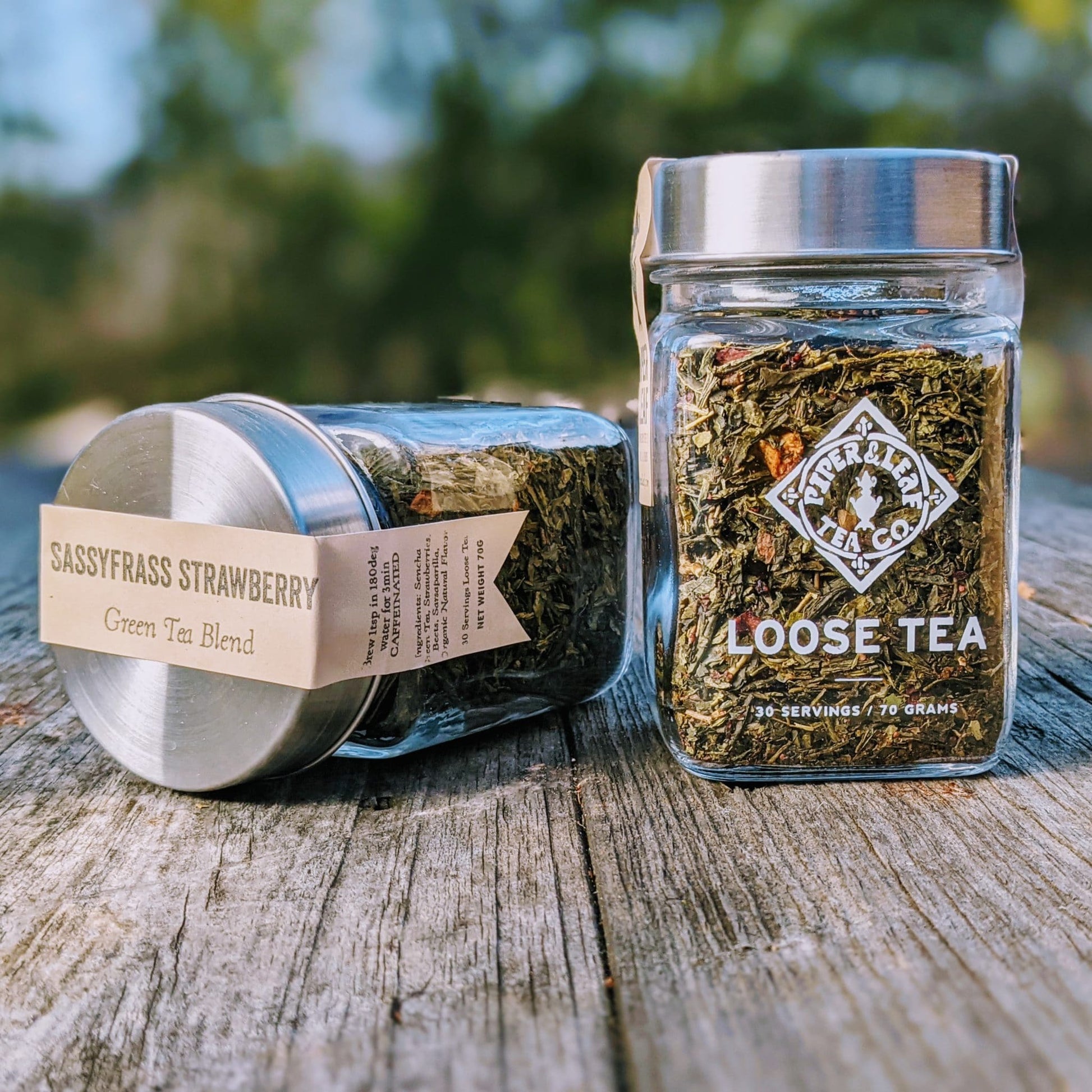 Piper and Leaf Sassyfras Strawberry Glass Jar of Loose Leaf Tea