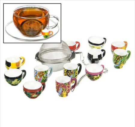 Zum Zum Banff Mesh Tea Ball Infuser w/ Painted Teacup Charm