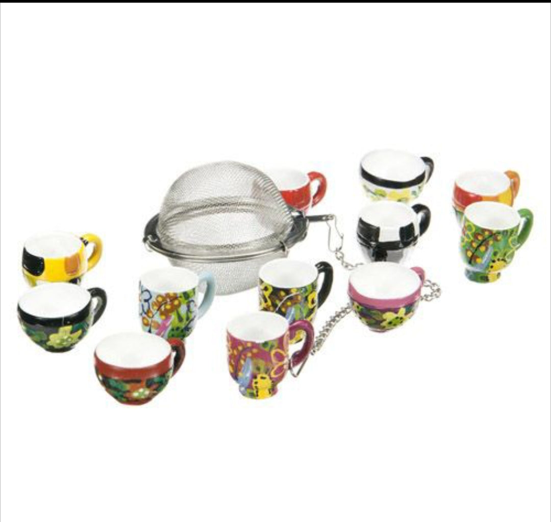 Zum Zum Banff Mesh Tea Ball Infuser w/ Painted Teacup Charm