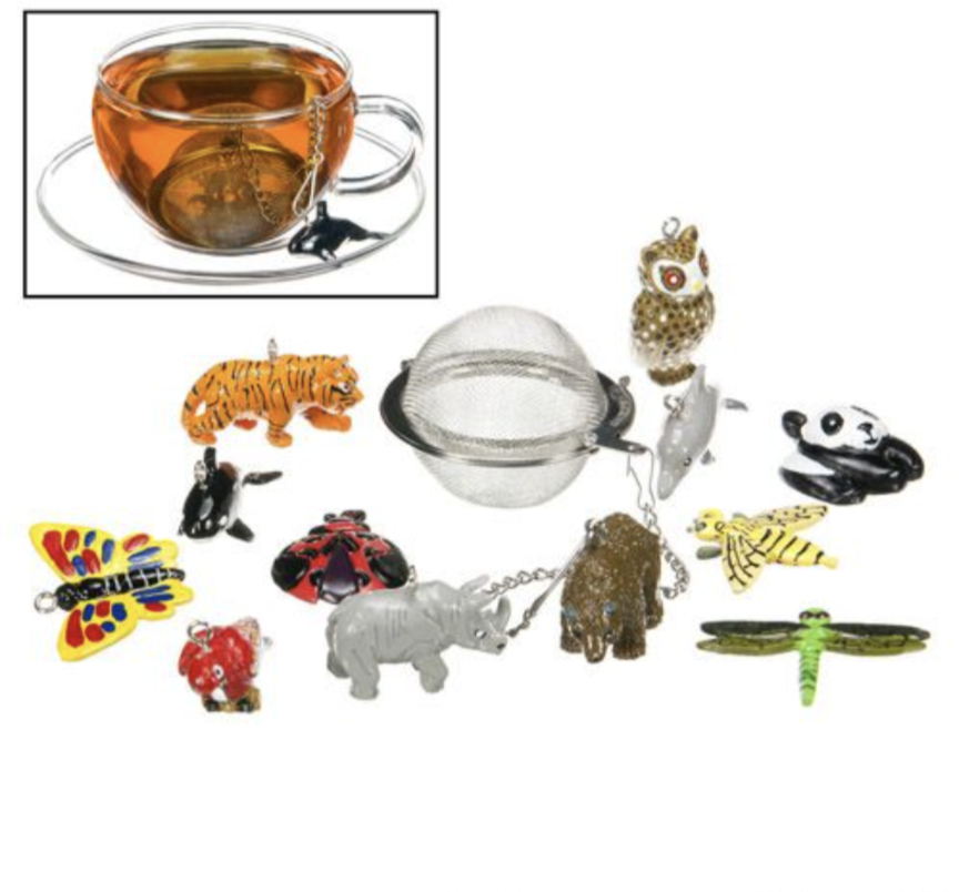 Zum Zum Banff Mesh Tea Ball Infuser w/ Assorted Animal Tea Charms
