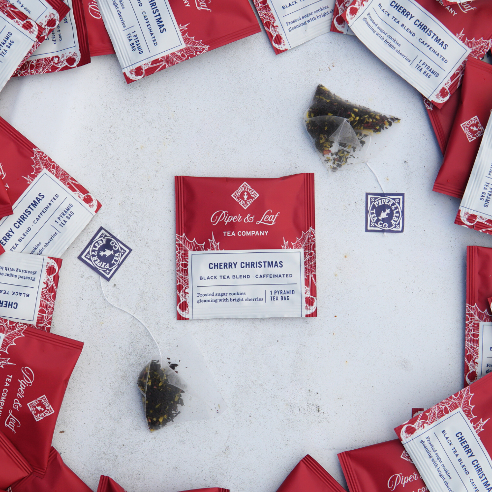Piper and Leaf Cherry Christmas Case of Individually Wrapped Tea Bags- 50ct