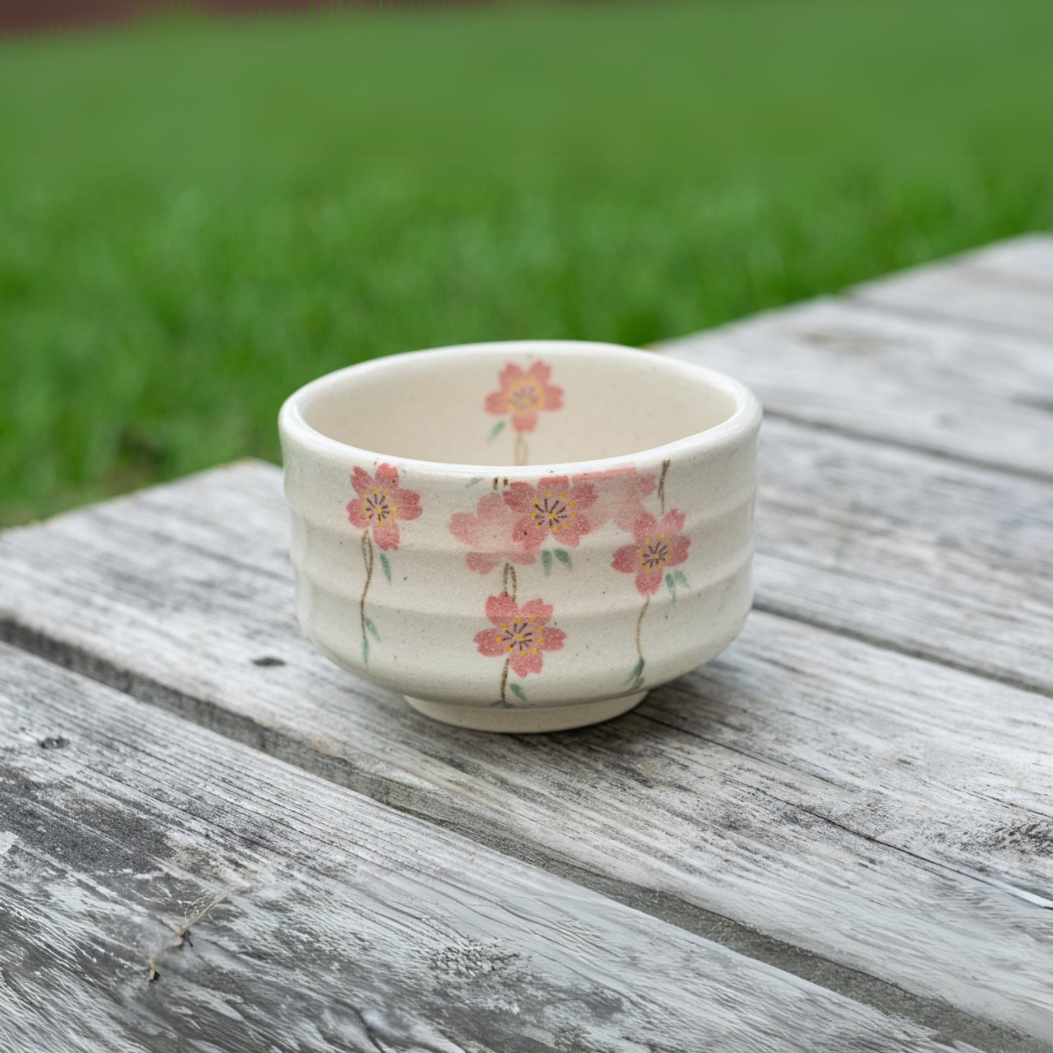 Aprika Life Pink Sakura Flowers Ceramic Matcha Bowl