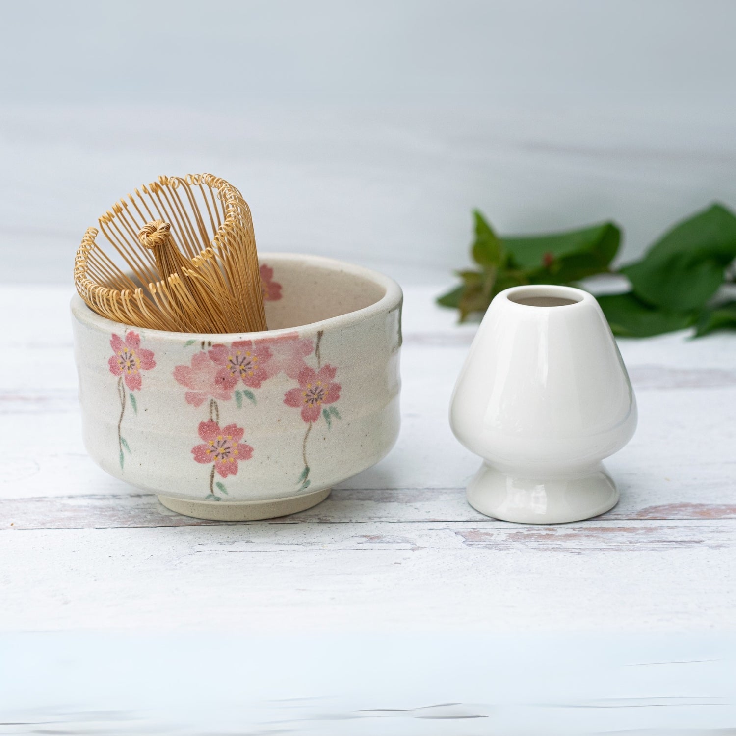 Aprika Life Pink Sakura Flowers Ceramic Matcha Bowl