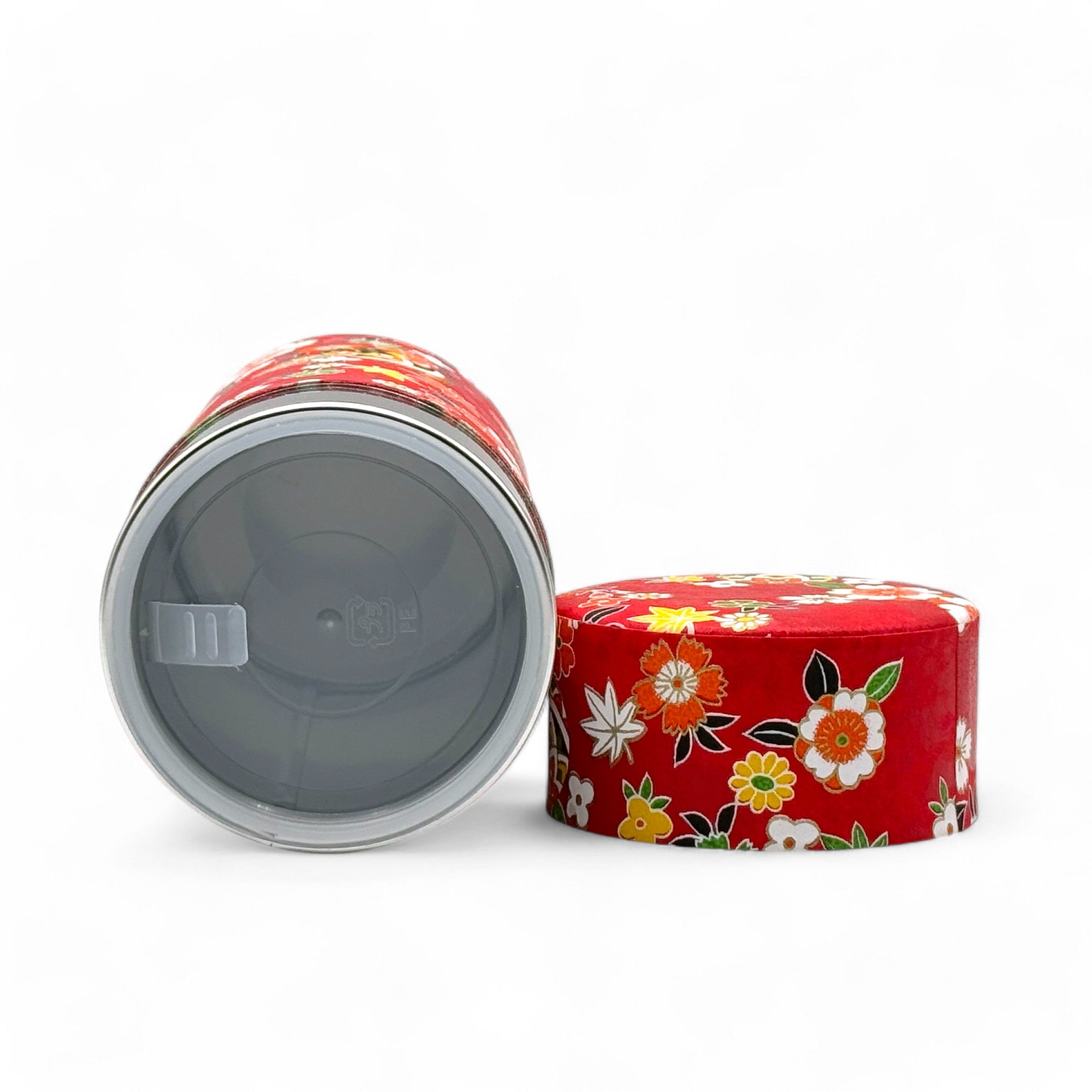 Matsuri Red Washi Paper Wrapped Tea Canister (L) - Japanese Chazutsu - Thumbnail 4