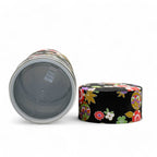 Inoue Tea Matsuri Black Washi Paper Wrapped Tea Canister (L) - Japanese Chazutsu on a plain background.