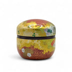Inoue Tea Natsu Flower Metal Tea Canister - Japanese Chazutsu, elegant lacquered tin with airtight inner lid for 100g loose-leaf tea.
