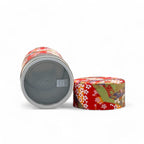 Inoue Tea Oiwai Red Washi Paper Wrapped Tea Canister (L) - Japanese Chazutsu displayed in the image.