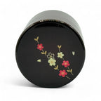 Inoue Tea Tame Flower Hana Brown Lacquered Resin Tea Canister - Japanese Chazutsu, featuring a brown lacquered finish.