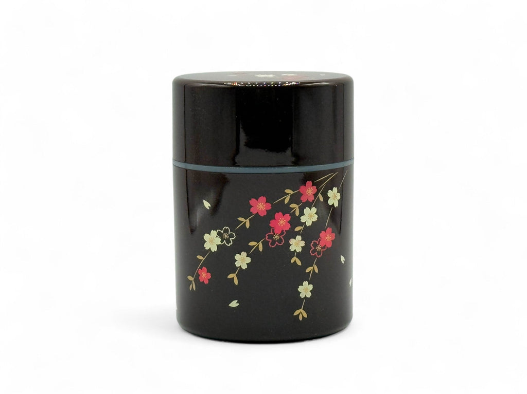 Inoue Tea Tame Flower Hana Brown Lacquered Resin Tea Canister - Japanese Chazutsu, showcasing a brown lacquered container for tea storage.