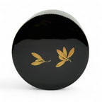 Inoue Tea Tame Golden Leaf Brown Resin Lacquered Tea Canister - Japanese Chazutsu, showcasing a traditional tea storage container.
