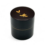 Inoue Tea Tame Golden Leaf Brown Resin Lacquered Tea Canister - Japanese Chazutsu, showcasing a traditional tea storage container.