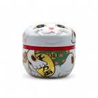 Inoue Maneki Neko Cat White Metal Tea Canister - Japanese Chazutsu