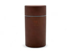 Inoue Tea Usagi Rabbit Brown Polished Grain Resin Tea Canister by Miyamoto Sangyo, a Japanese chazutsu for storing tea.