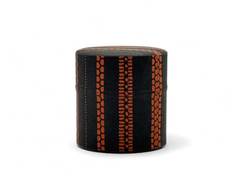 Inoue Shima Stripe Brown Washi Paper Wrapped Tea Canister (S) - Japanese Chazutsu