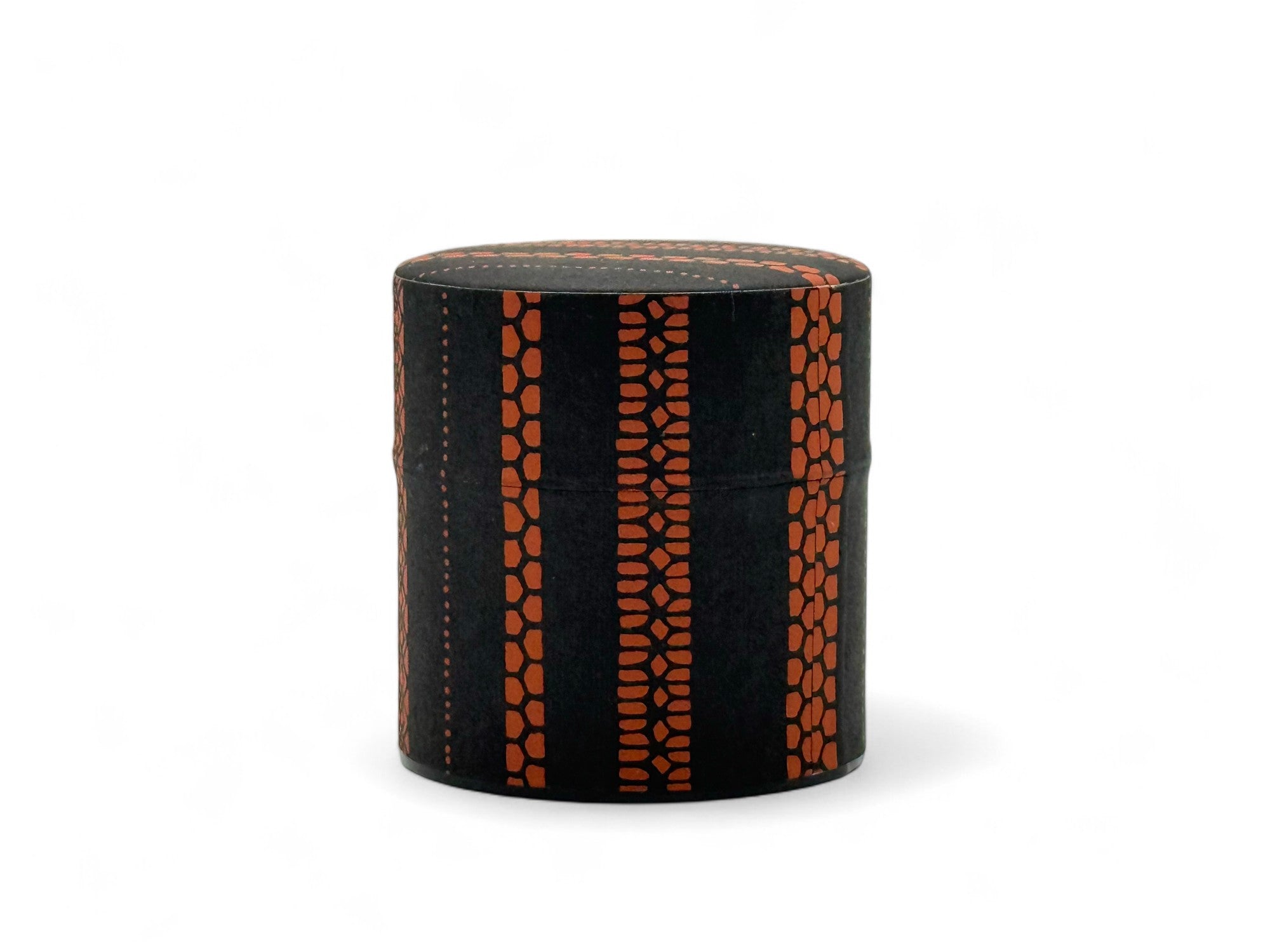 Inoue Shima Stripe Brown Washi Paper Wrapped Tea Canister (S) - Japanese Chazutsu