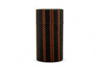 Inoue Shima Stripe Brown Washi Paper Wrapped Tea Canister (L) - Japanese Chazutsu