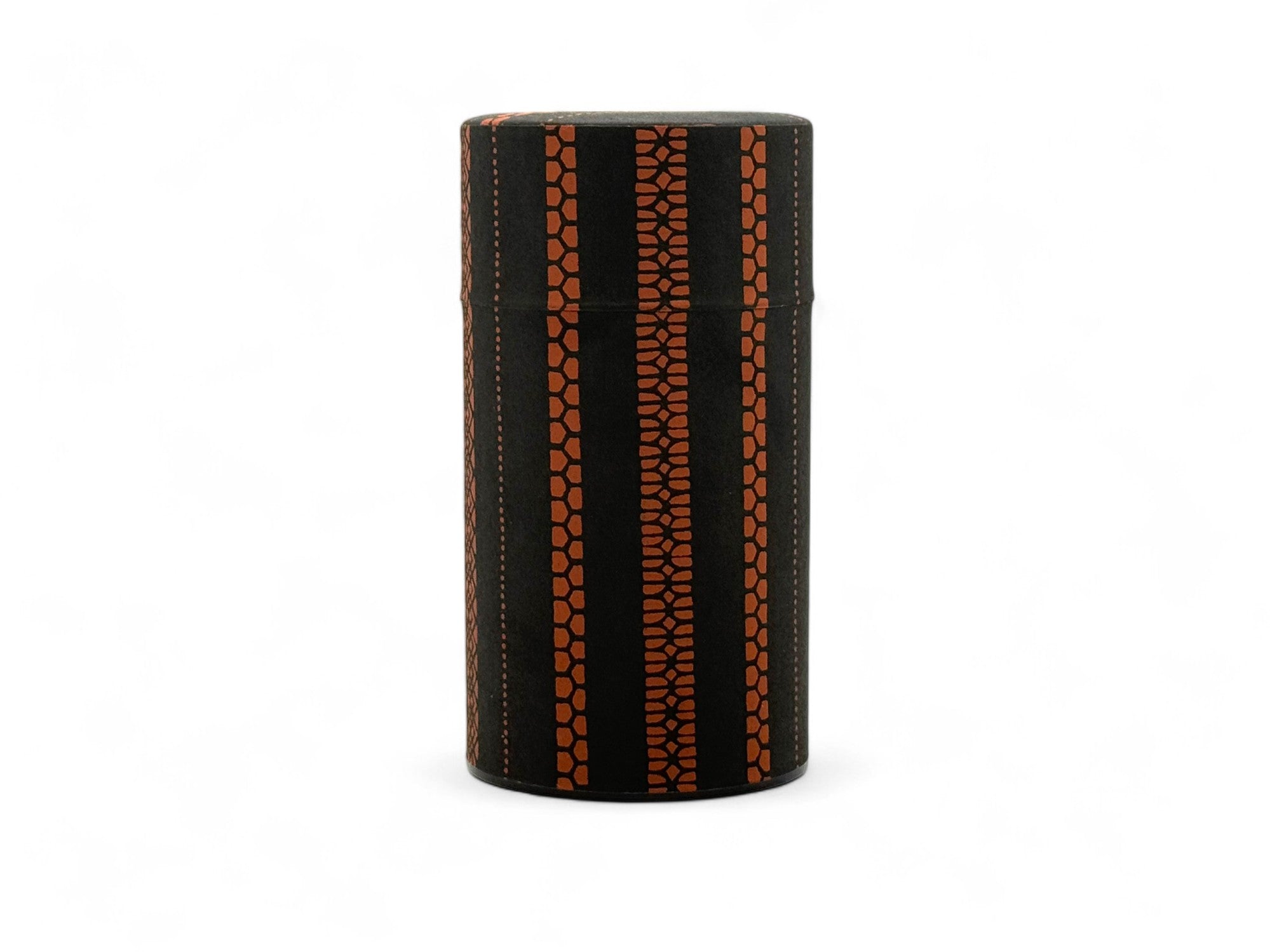 Inoue Shima Stripe Brown Washi Paper Wrapped Tea Canister (L) - Japanese Chazutsu