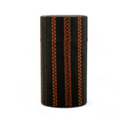 Inoue Shima Stripe Brown Washi Paper Wrapped Tea Canister (L) - Japanese Chazutsu