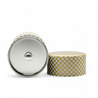 Inoue Ichimatsu Checkered Gold Washi Paper Wrapped Tea Canister (L) - Japanese Chazutsu