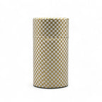 Inoue Ichimatsu Checkered Gold Washi Paper Wrapped Tea Canister (L) - Japanese Chazutsu