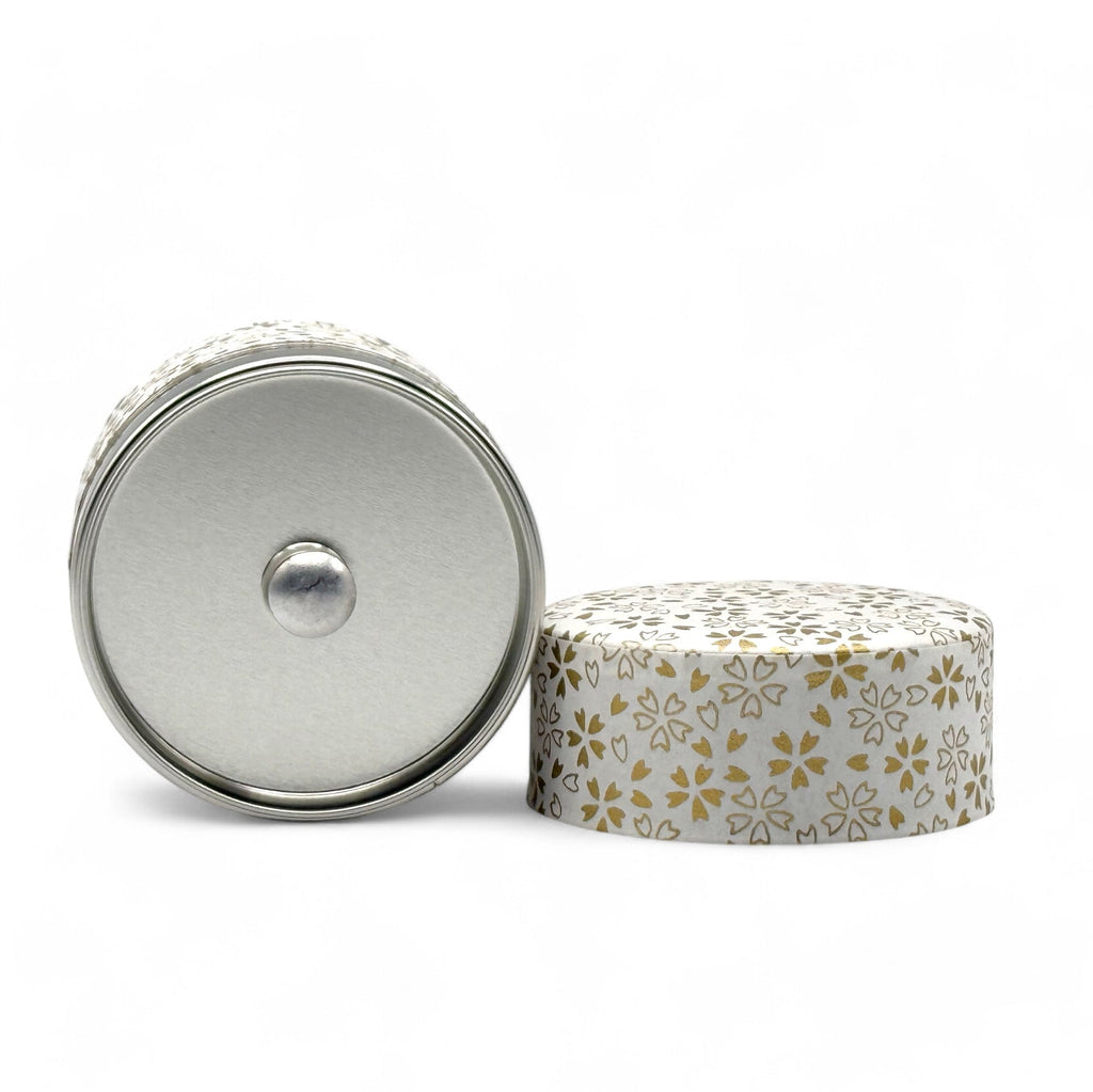 Inoue Kenran Hana White Washi Paper Wrapped Tea Canister (S) - Japanese Chazutsu