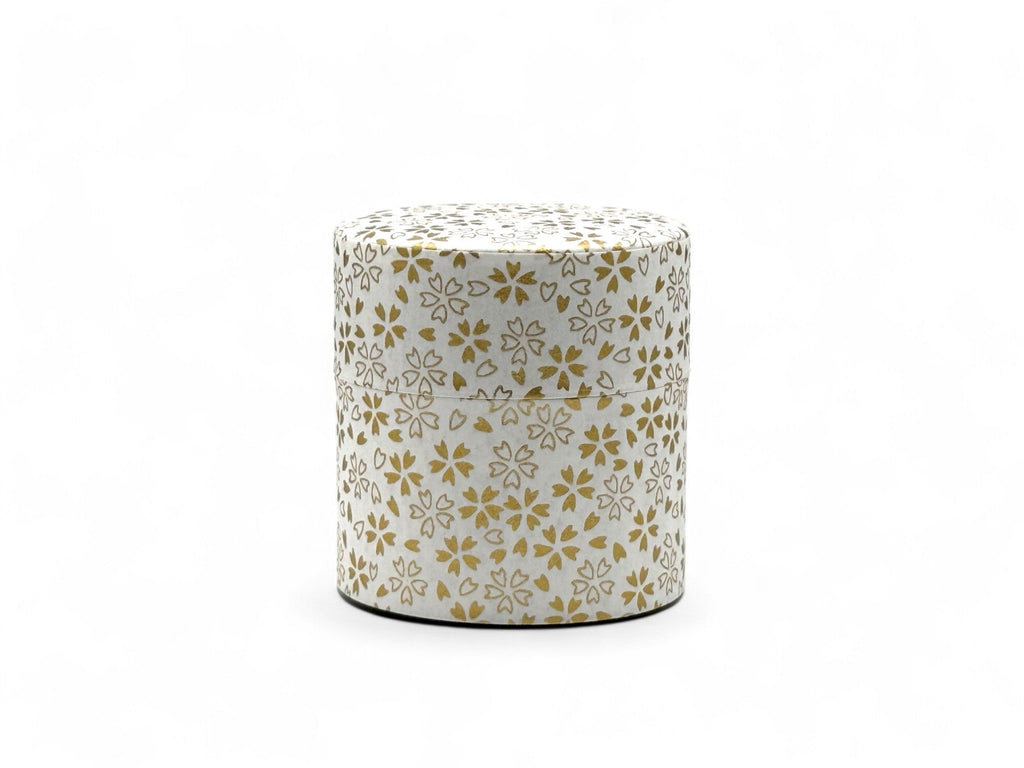 Inoue Kenran Hana White Washi Paper Wrapped Tea Canister (S) - Japanese Chazutsu