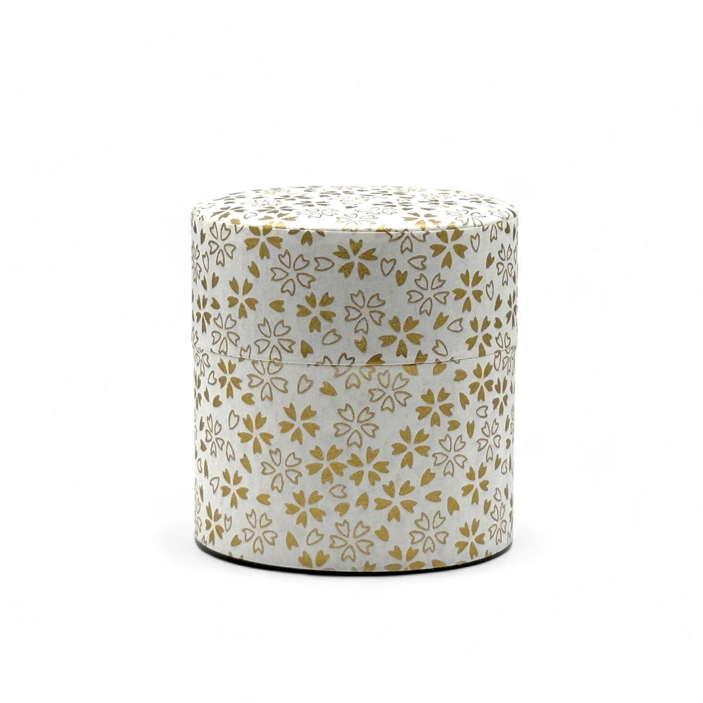 Inoue Kenran Hana White Washi Paper Wrapped Tea Canister (S) - Japanese Chazutsu