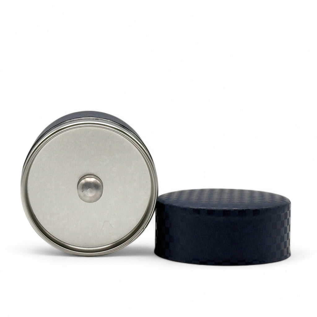 Inoue Ichimatsu Checkered Blue Washi Paper Wrapped Tea Canister (S) - Japanese Chazutsu