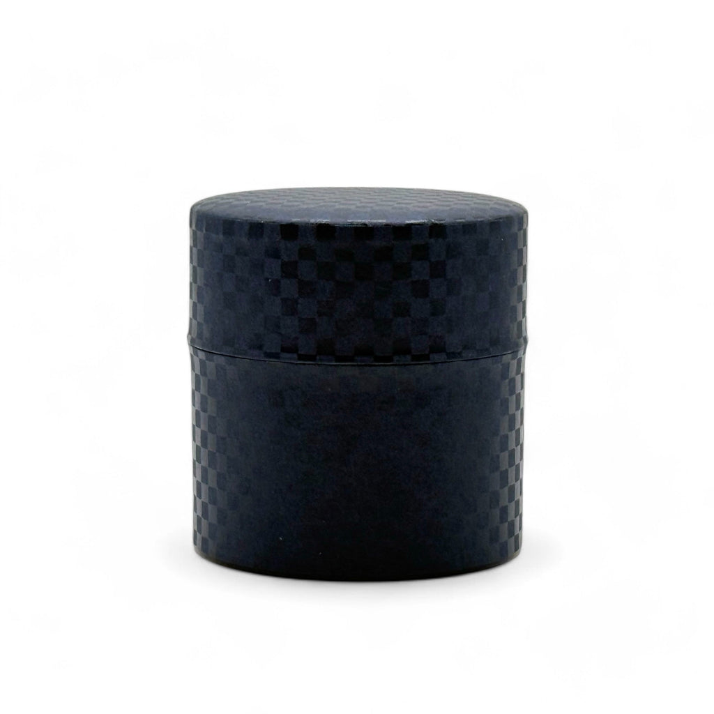 Inoue Ichimatsu Checkered Blue Washi Paper Wrapped Tea Canister (S) - Japanese Chazutsu