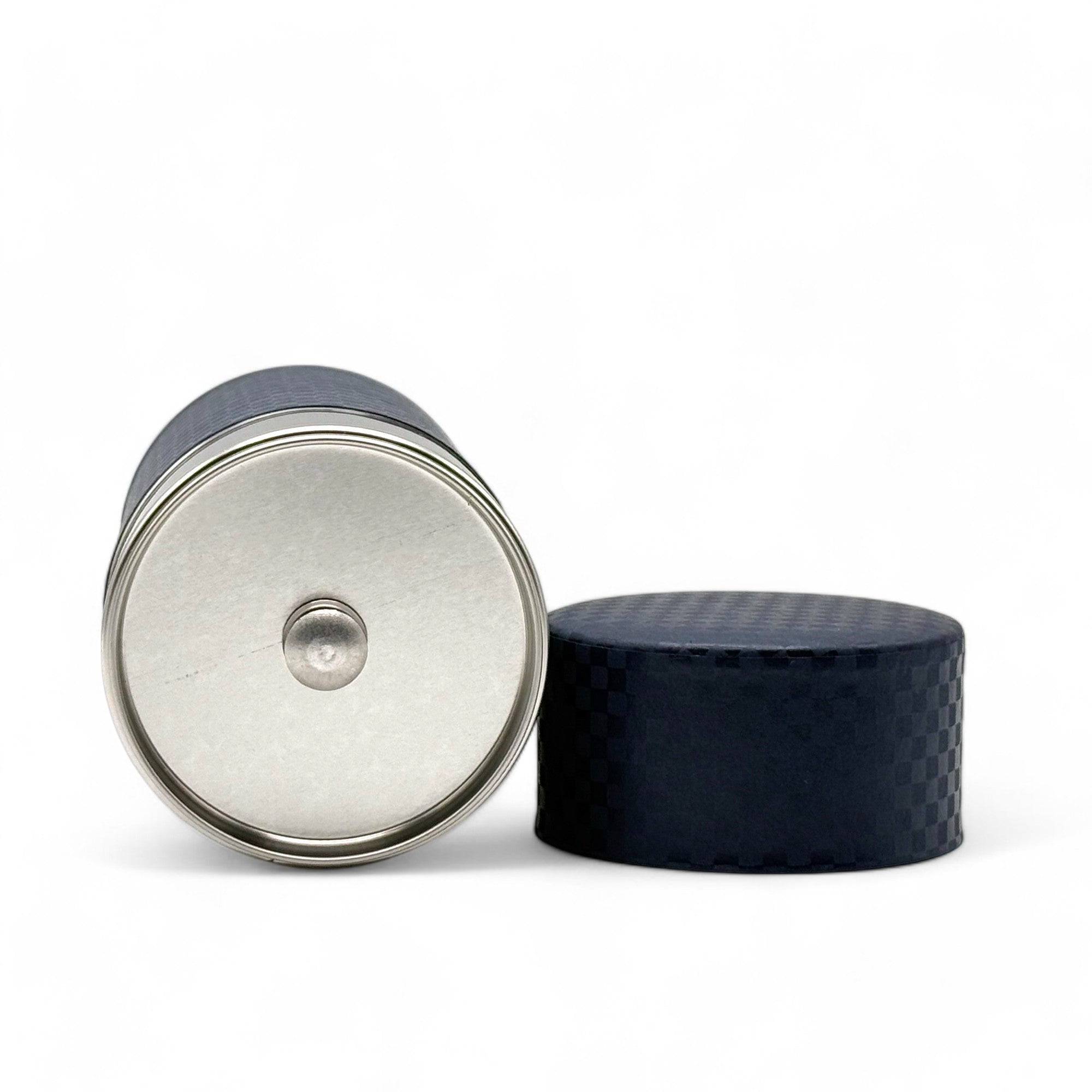 Inoue Ichimatsu Checkered Blue Washi Paper Wrapped Tea Canister (L) - Japanese Chazutsu
