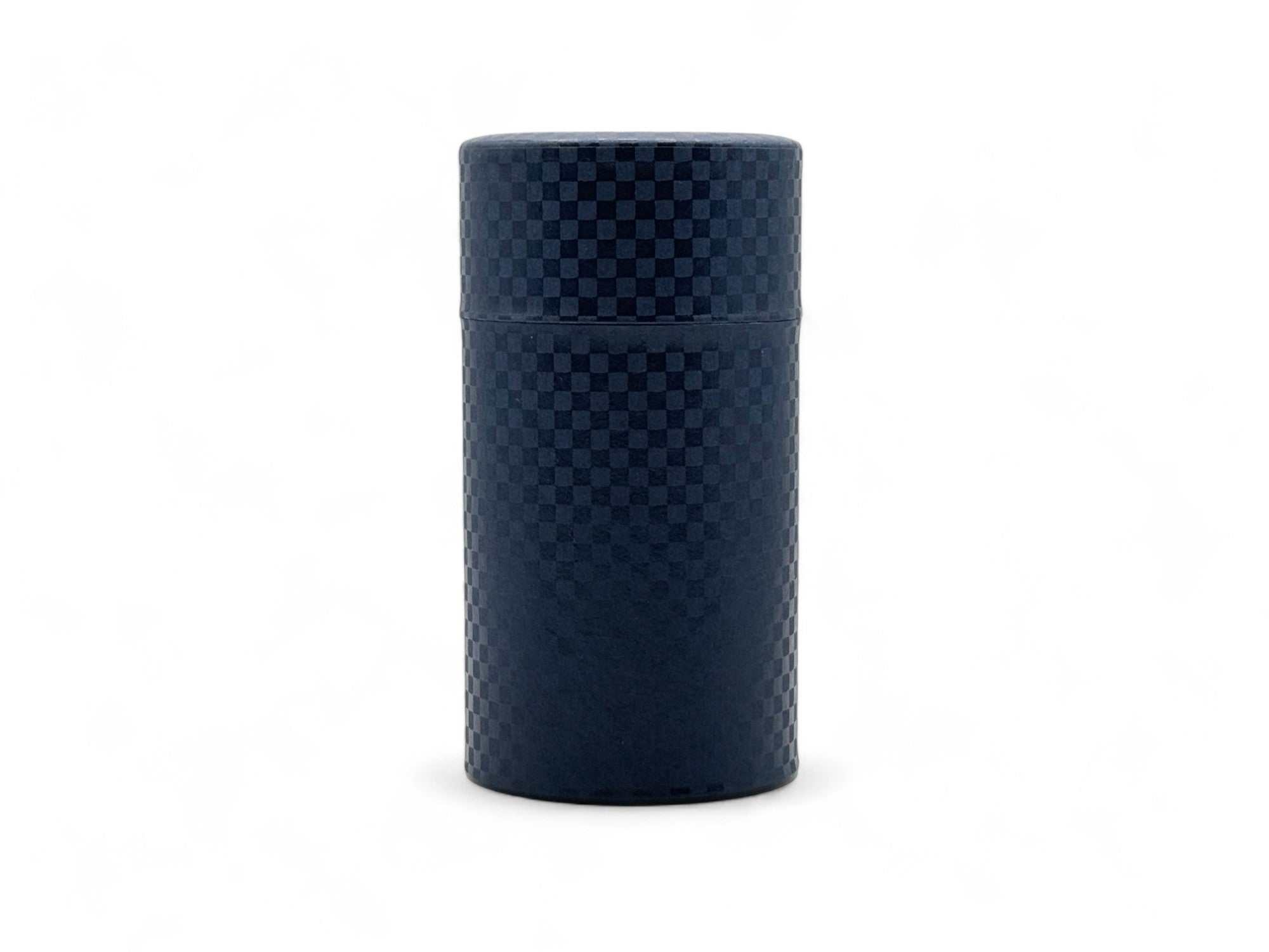 Inoue Ichimatsu Checkered Blue Washi Paper Wrapped Tea Canister (L) - Japanese Chazutsu