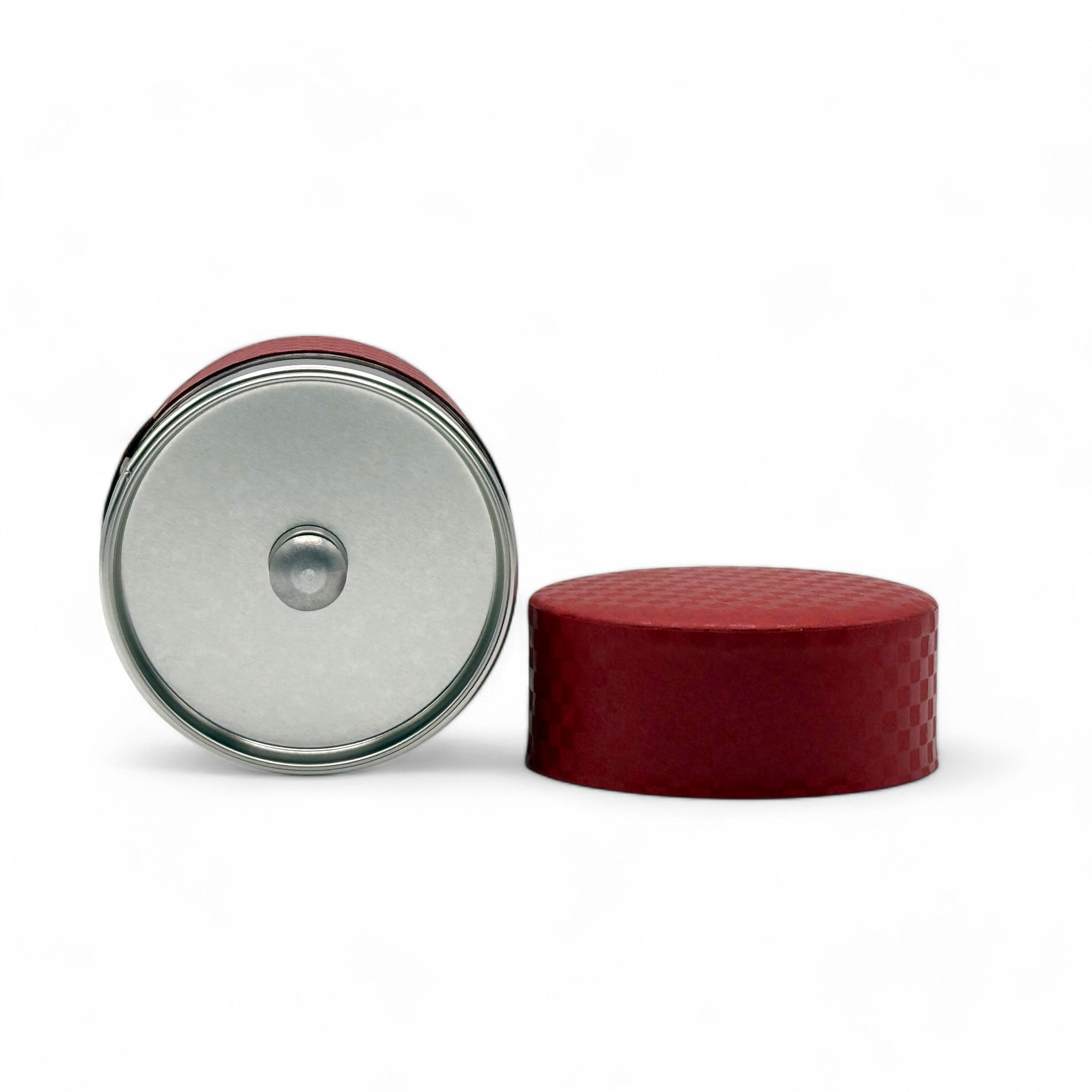 Inoue Ichimatsu Checkered Red Washi Paper Wrapped Tea Canister (S) - Japanese Chazutsu