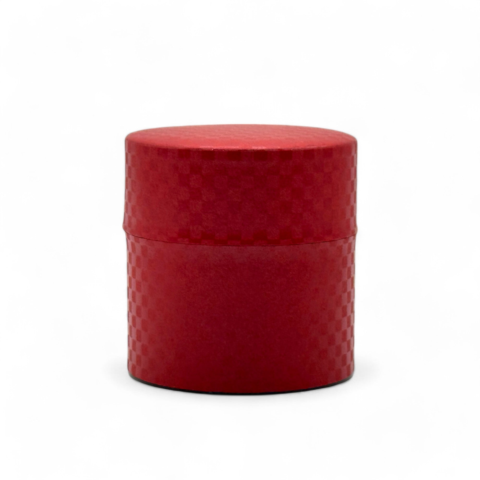 Inoue Ichimatsu Checkered Red Washi Paper Wrapped Tea Canister (S) - Japanese Chazutsu