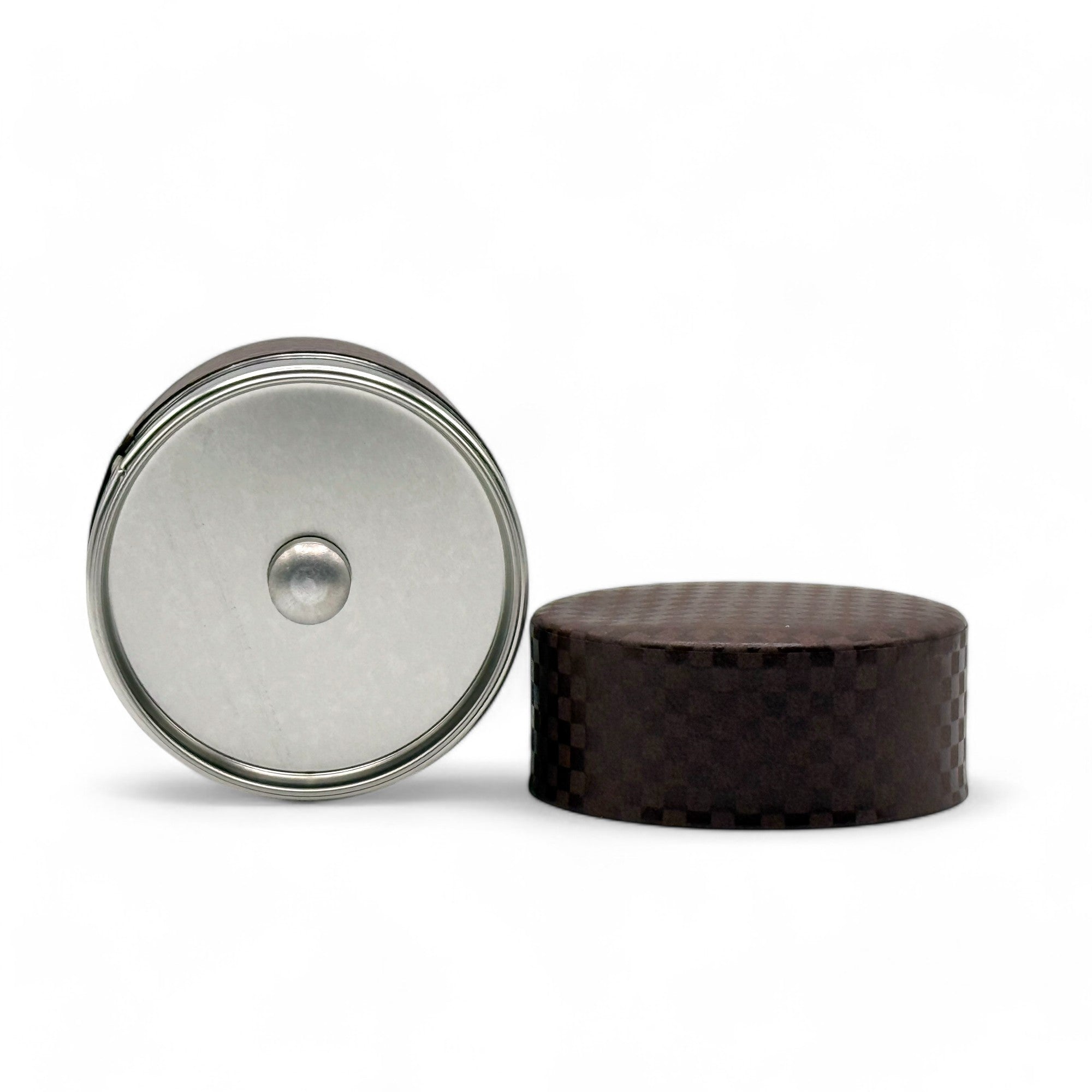 Inoue Ichimatsu Checkered Brown Washi Paper Wrapped Tea Canister (S) - Japanese Chazutsu