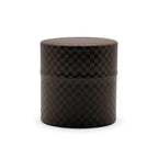 Inoue Ichimatsu Checkered Brown Washi Paper Wrapped Tea Canister (S) - Japanese Chazutsu