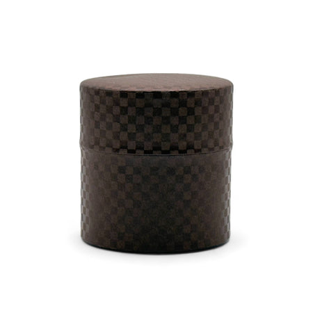 Inoue Ichimatsu Checkered Brown Washi Paper Wrapped Tea Canister (S) - Japanese Chazutsu