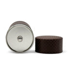 Inoue Ichimatsu Checkered Brown Washi Paper Wrapped Tea Canister (L) - Japanese Chazutsu