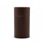 Inoue Ichimatsu Checkered Brown Washi Paper Wrapped Tea Canister (L) - Japanese Chazutsu
