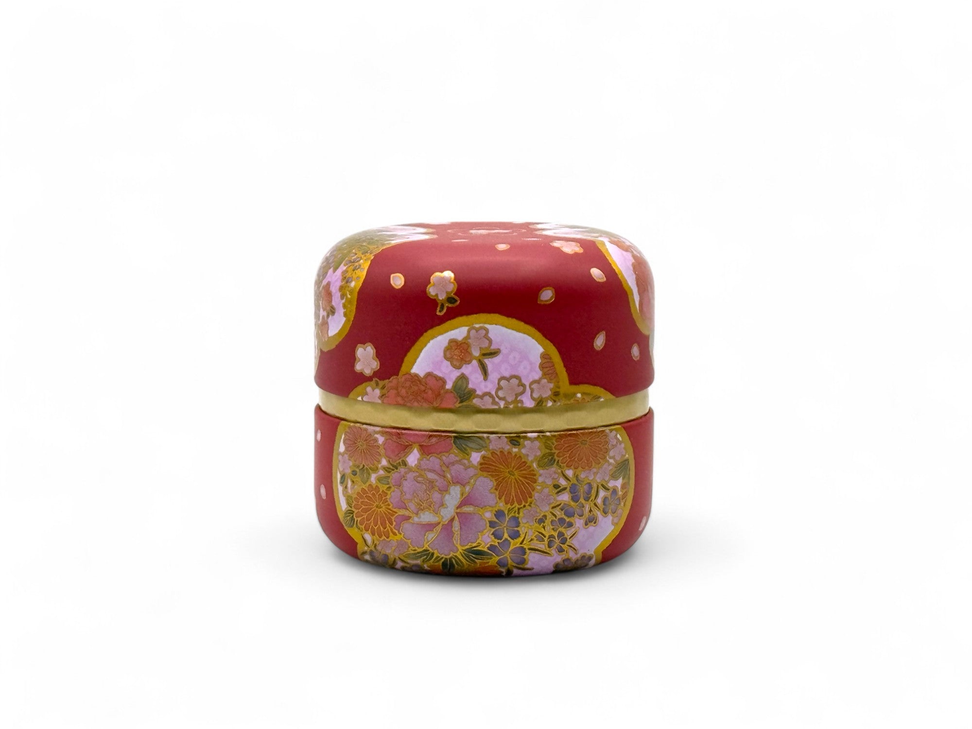 Inoue Yuino Red Metal Tea Canister - Japanese Chazutsu