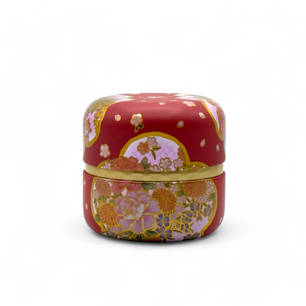 Inoue Yuino Red Metal Tea Canister - Japanese Chazutsu