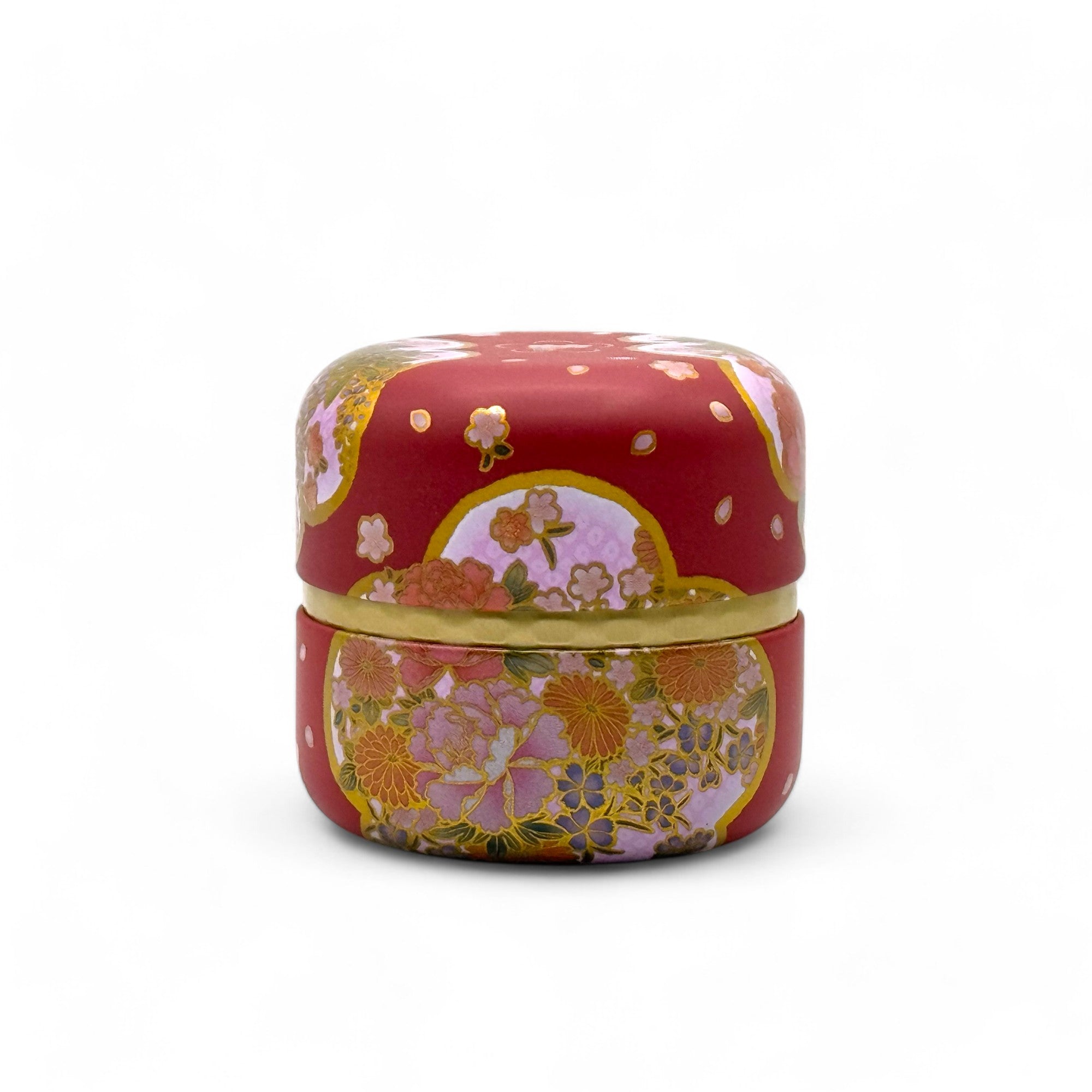 Inoue Yuino Red Metal Tea Canister - Japanese Chazutsu