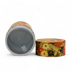 Inoue Ogone Golden Painting Washi Paper Wrapped Tea Canister (L) - Japanese Chazutsu
