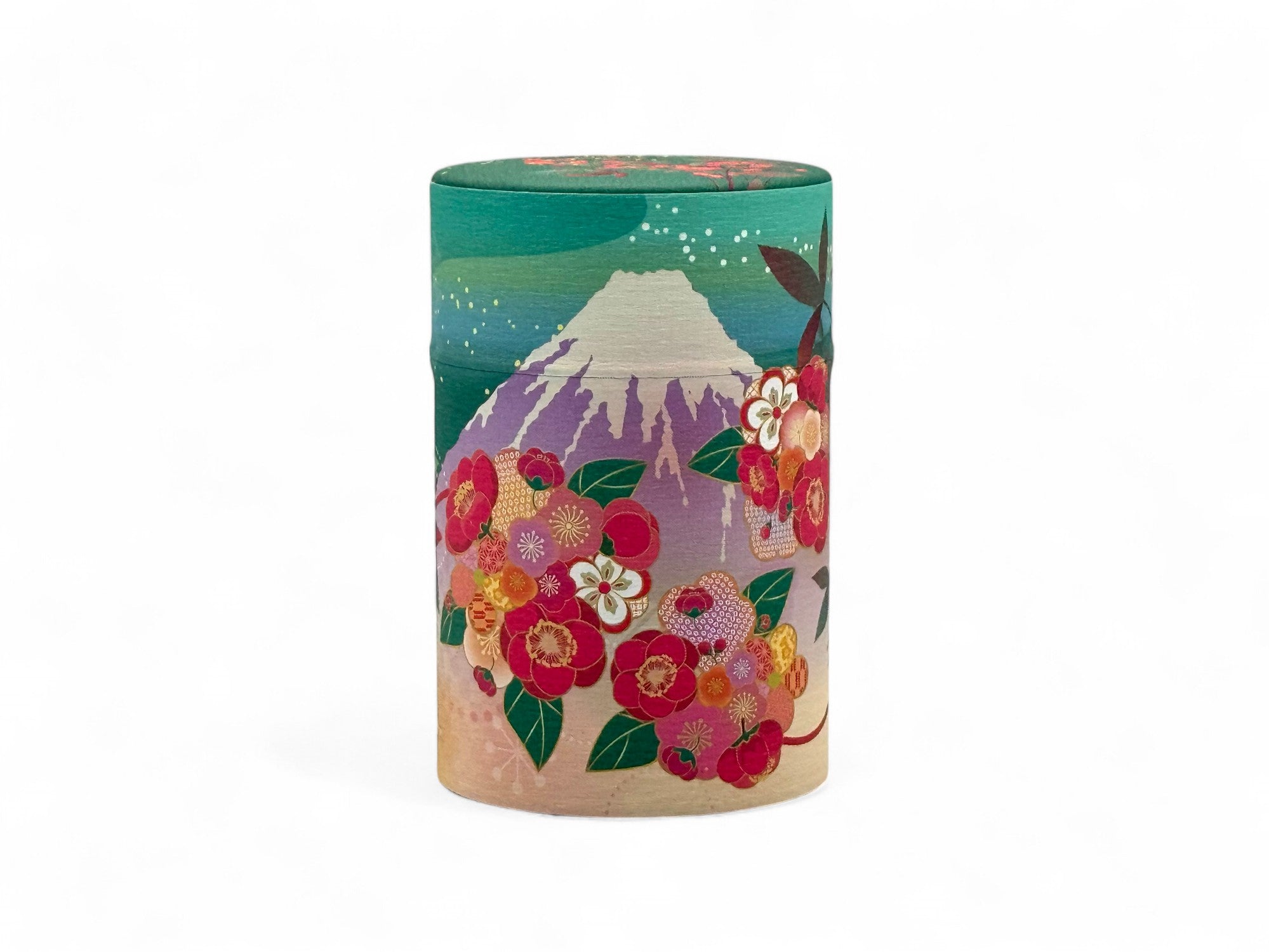 Inoue Shizukan Nanten Green Mt. Fuji Series Washi Paper Wrapped Tea Canister (S) - Japanese Chazutsu